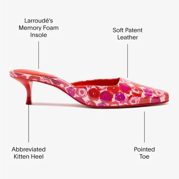 LARROUDÉ x Jonathan Cohen Amal Mule - Red Abstract Printed Patent Leather